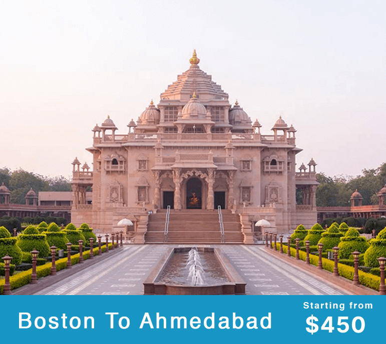 Book flights from Boston to Ahmedabad